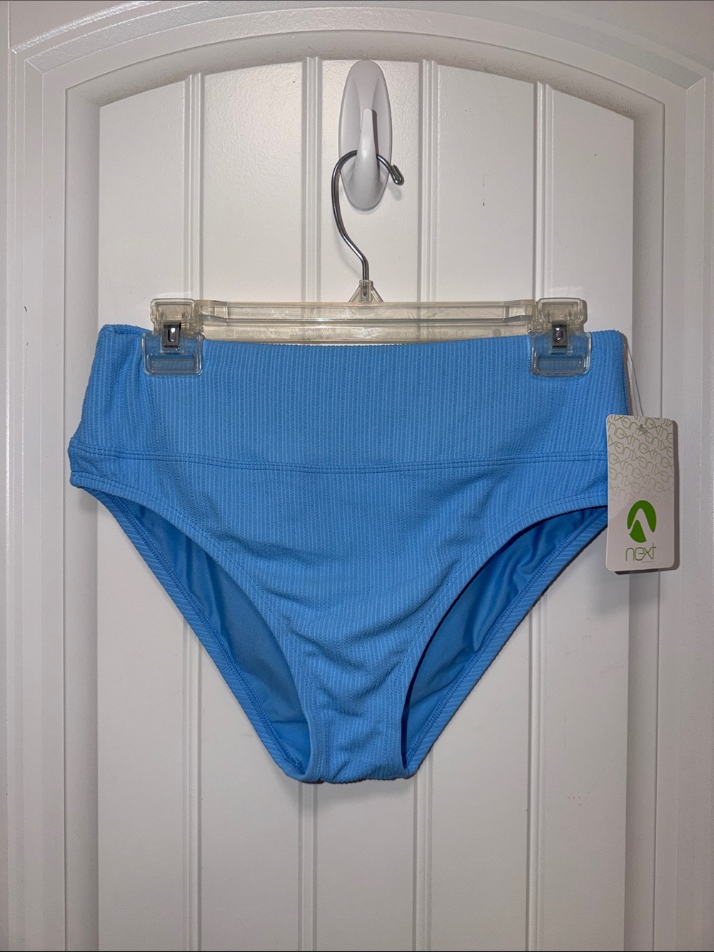 Next Bikini Bottom Swimwear High Waistband Blue Ribbed Women's
Medium M NWT
